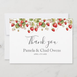 Morangos em Aquarela Agradecimento de Casamento