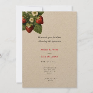 Morangos em Kraft - Convite para Casamento