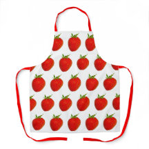 Morangos Vermelho Verde Impressão Apron