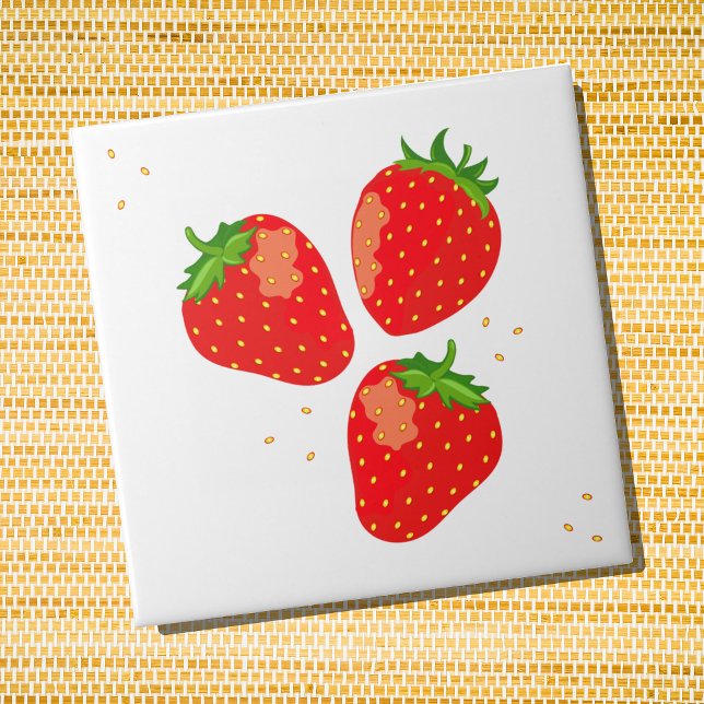Morangos Vermelhos Modernos, Cujos (Strawberries colorful ceramic wall tile)