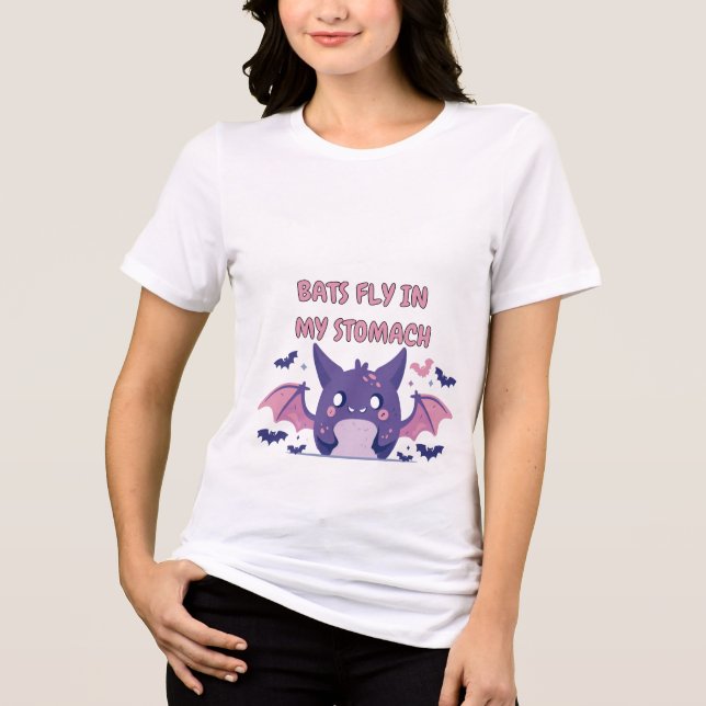 morcego de desenho animado roxo adorável com asas  (Frente)