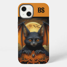 morcego de Halloween assustador laranja e preto