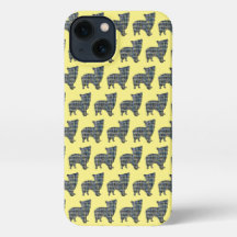 Morkie Dog Cute Silhouch Grid Yellow