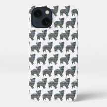 Morkie Dog Cute Silhoule Grid White