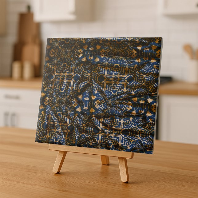 Moroccan Indigo and Gold Mandala Pattern Accent (Criador carregado)