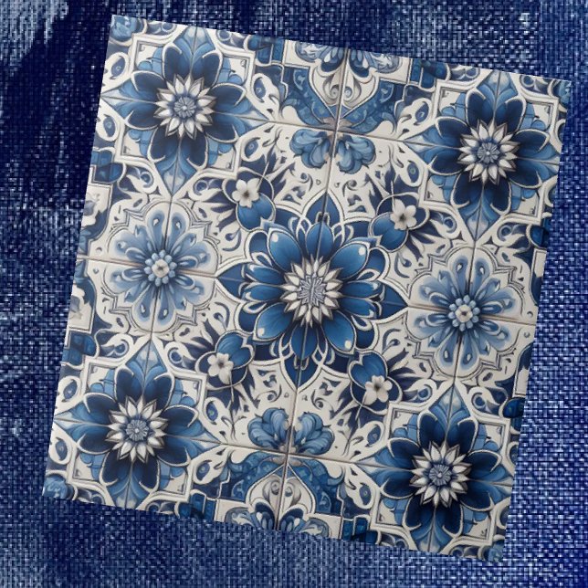 Moroccan Mediterranean Blue & White Tile Pattern (Criador carregado)
