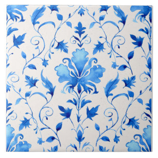 Moroccan Quatrefoil Blue and White Marble 