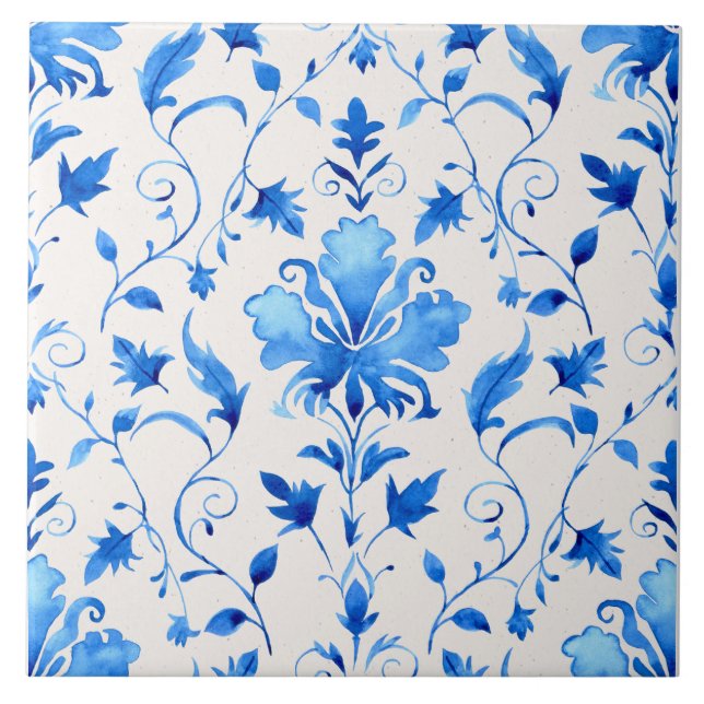 Moroccan Quatrefoil Blue and White Marble  (Frente)