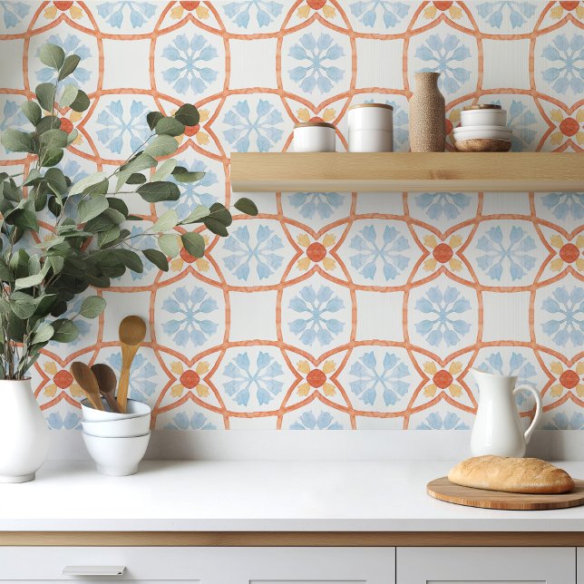 Moroccan style tile flowers orange and blue (Criador carregado)