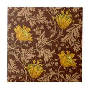 Morris Anemone Pattern, Brown e Mostarda Dourados
