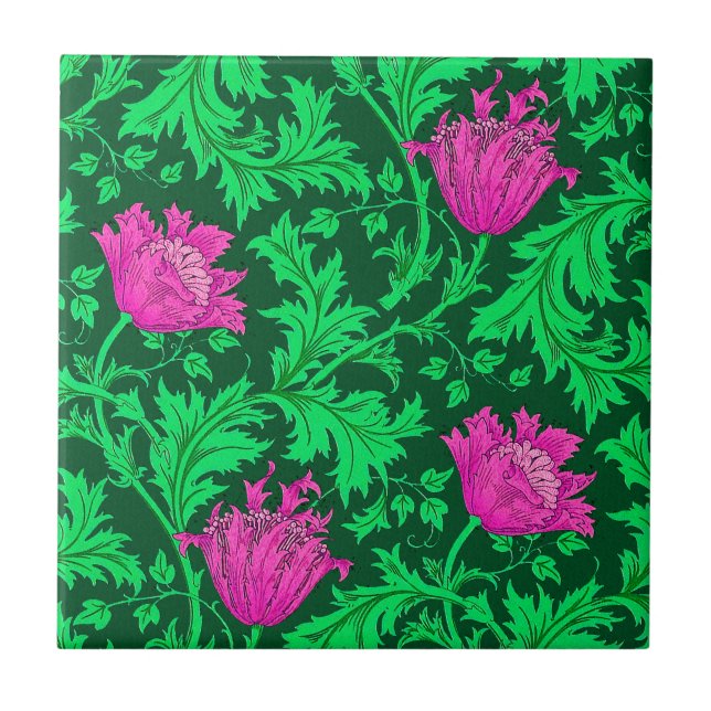 Morris Anemone Pattern, Emerald Green e Fuchsia (Frente)