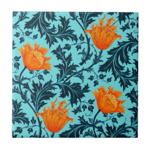 Morris Anemone Pattern, Indigo Blue e Coral