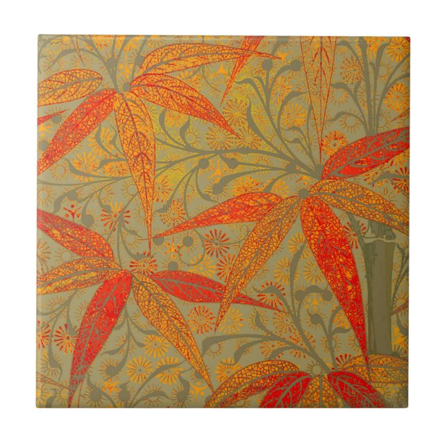 Morris & Co. Padrão Bambu Godwin Laranja & Salvia (Frente)