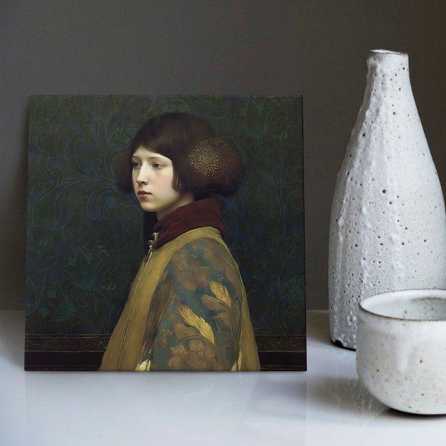 Morris Dourada Arte Verde Nouveau Retrato Lily (Criador carregado)