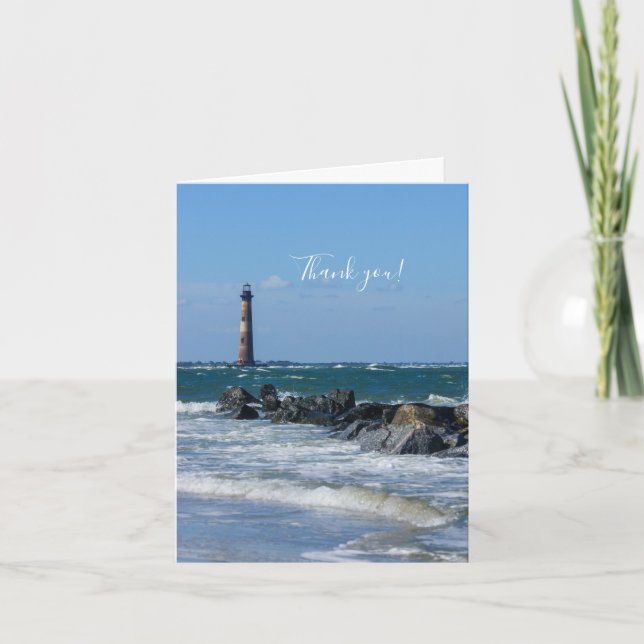 Morris Lighthouse Folly Beach Cartões de agradecim (Frente)