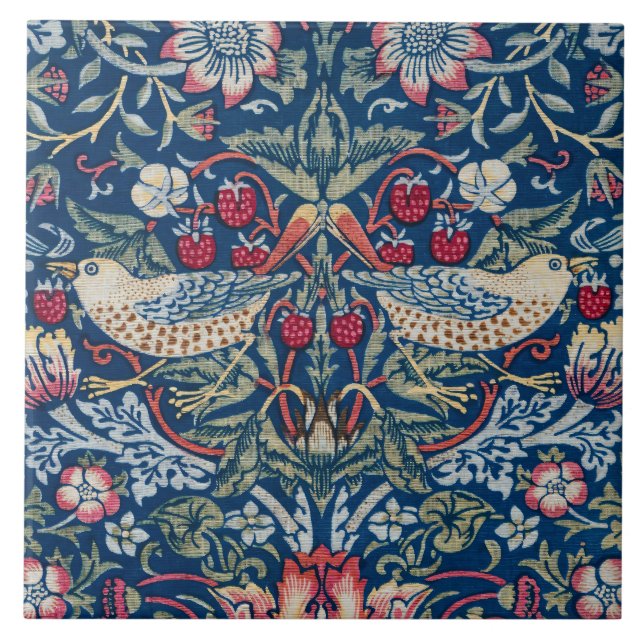 Morris Strawberry Thief Clássico Azul Índigo Fino (Frente)