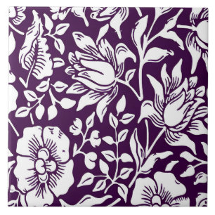Morris Vintage Púrpura e White Floral Padrão