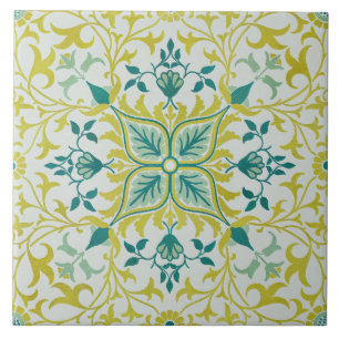 Morris Yellow Turquoise Vine & Flower Patterno