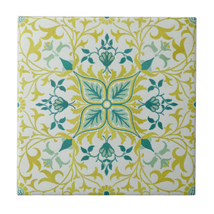 Morris Yellow Turquoise Vine & Flower Patterno