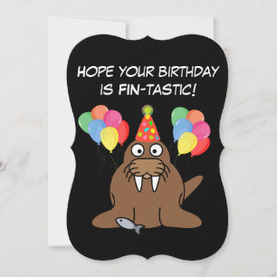 Morsa Fin-tástica com Balões e cartão de aniversár