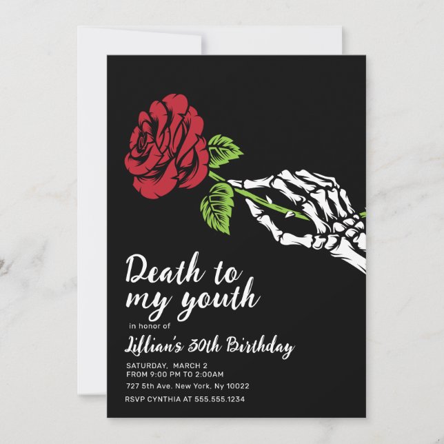 Morte ao Convite de Aniversário para Minha Juventu (Frente)