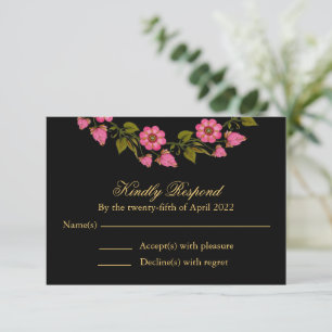 Mortes Florais Rosa   RSVP de Casamento