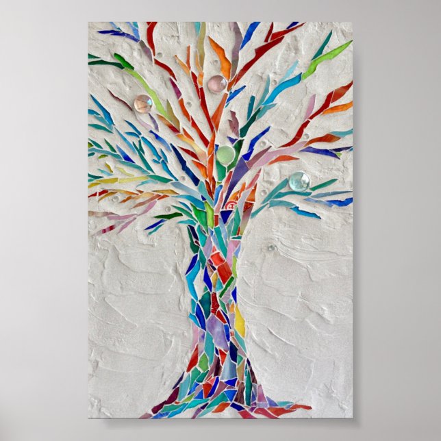 Mosaic Rainbow Tree Poster (Frente)