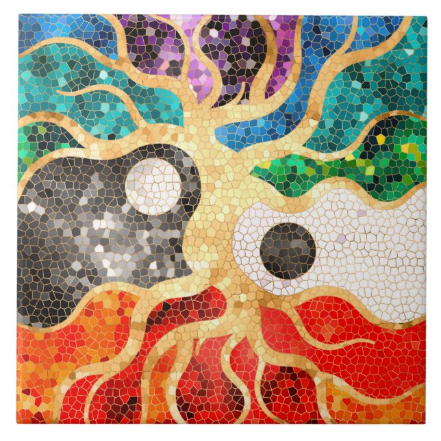Mosaic Tree of life - Yin Yang (Frente)