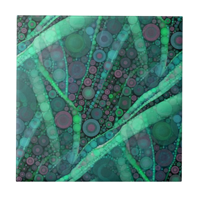 Mosaico abstrato Aqua Verde Roxo Roxo (Frente)