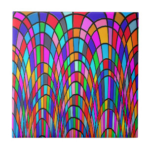 Mosaico Abstrato de Vidro Colorido Pintado