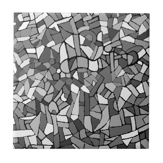 Mosaico abstrato preto e branco (Frente)