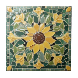Mosaico amarelo girassol faia em verde