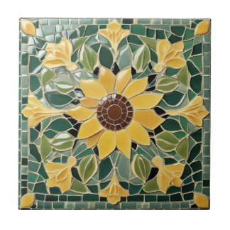Mosaico amarelo girassol faia em verde