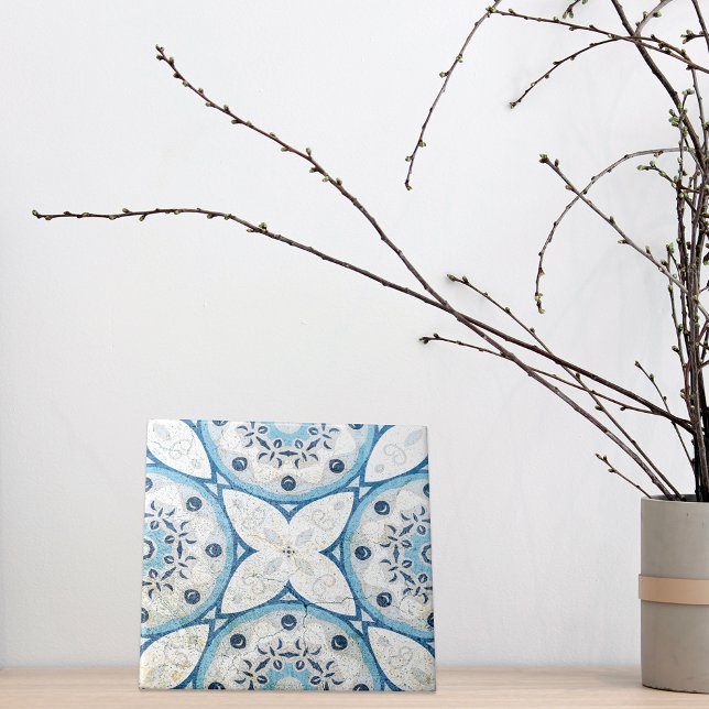 Mosaico Azul, Branco, Raspado, Rastreado, Com Olho (Criador carregado)