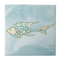 Mosaico Azul de Arte do Peixe Náutico