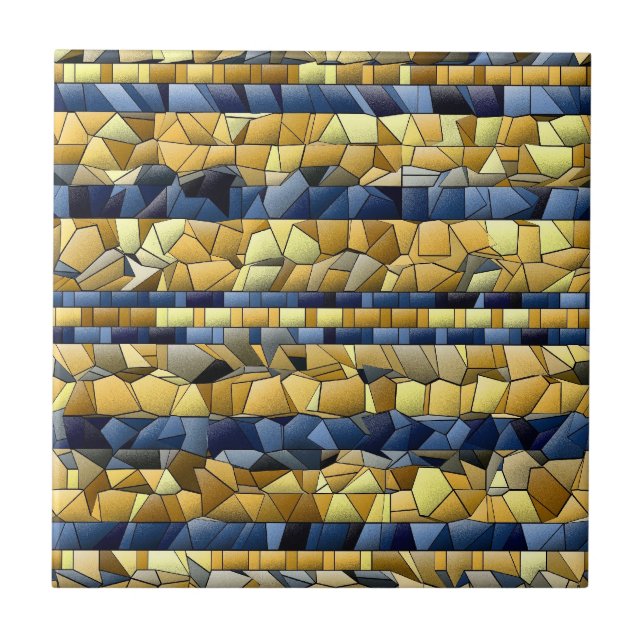 Mosaico Azul E Amarelo - Misturar E Corresponder A (Frente)