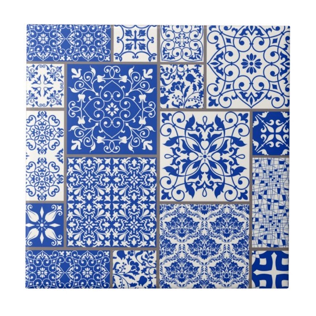 Mosaico Azulejo Majolica Azul-Branco do Mediterrân (Frente)
