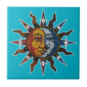 Mosaico celestial Sun e lua