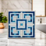 Mosaico-chave grego - Travertino e mármore azul<br><div class="desc">Mosaico-chave grego - Travertino e mármore azul</div>