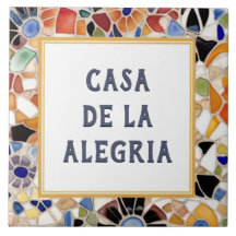 Mosaico Colorido Espanhol - Placa de Nome Personal