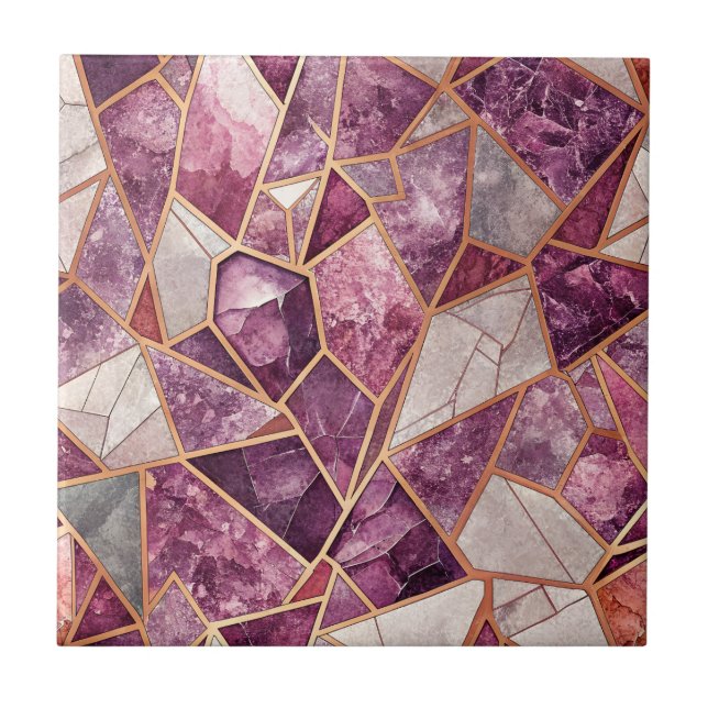 Mosaico de Ámbar – Vidro Rachado - Roxo (Frente)