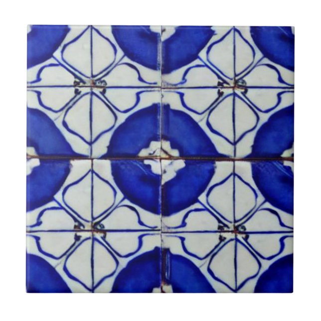 Mosaico de arte geométrica branco-azul-indigo (Frente)