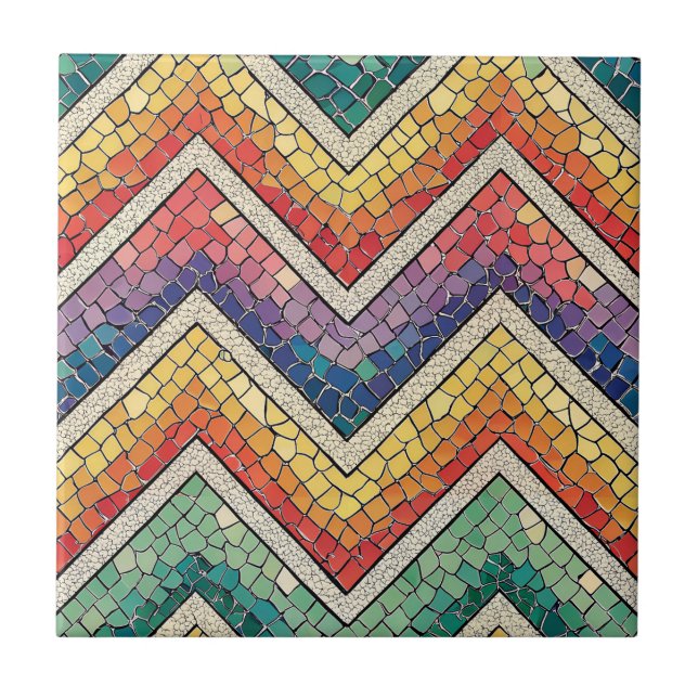 Mosaico de Chevron de Arco-Íris – Azulejo Geométri (Frente)