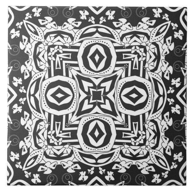 mosaico de decoração branco preto abstrato moderno (Frente)