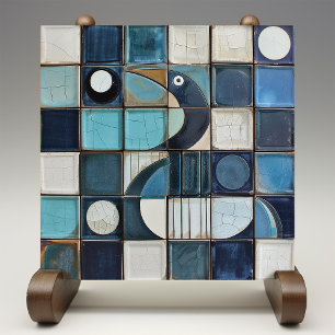 Mosaico de Garça Azul Majestosa com Relevo Falso