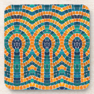 MOSAICO DE ÍCONES DOURADOS Porta-copos de Plástico