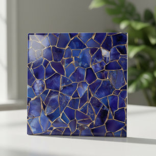 Mosaico de Ouro Azul Cobalto Elegante