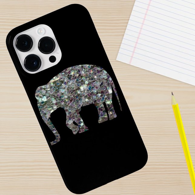 Mosaico de prata cintilante Elefante iPhone 6 Plus (Sparkle up and protect your phone with trendy faux sparkles phone case. In any phone case color.)