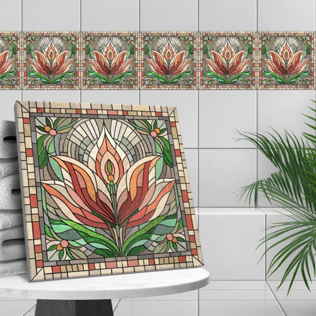 Mosaico de vidro colorido com flor de tulipa (Criador carregado)