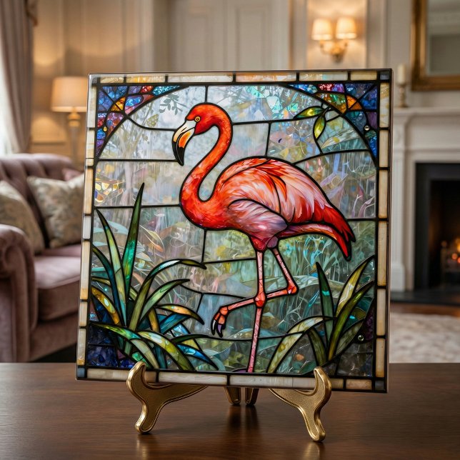 Mosaico de Vidro Corado Falso Flamingo Tropical Ro (Criador carregado)